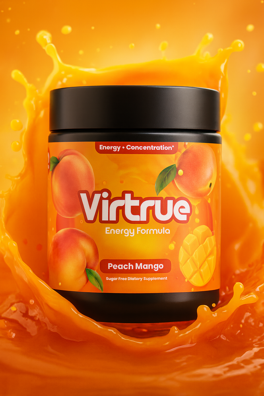 Peach Mango Pre-Workout Energy Powder + Focus Boost & Hydration | Sugar Free