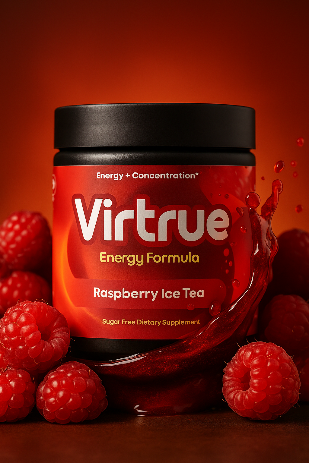 Raspberry Iced Tea Pre-Workout Energy Powder + Focus Boost & Hydration | Sugar Free